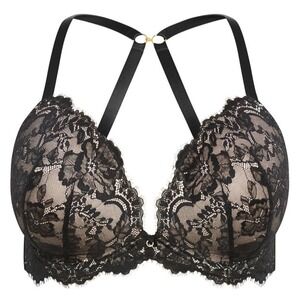 NWT City Chic Women's Plus Size Push Up Bra Adore Luxe Racerback - Black 38DD